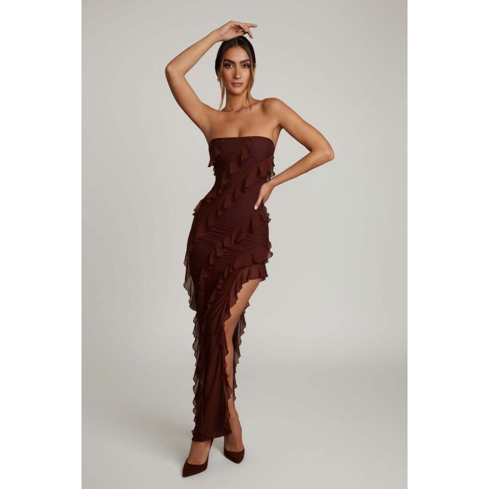Oh Polly Bandeau Ruffle Dress